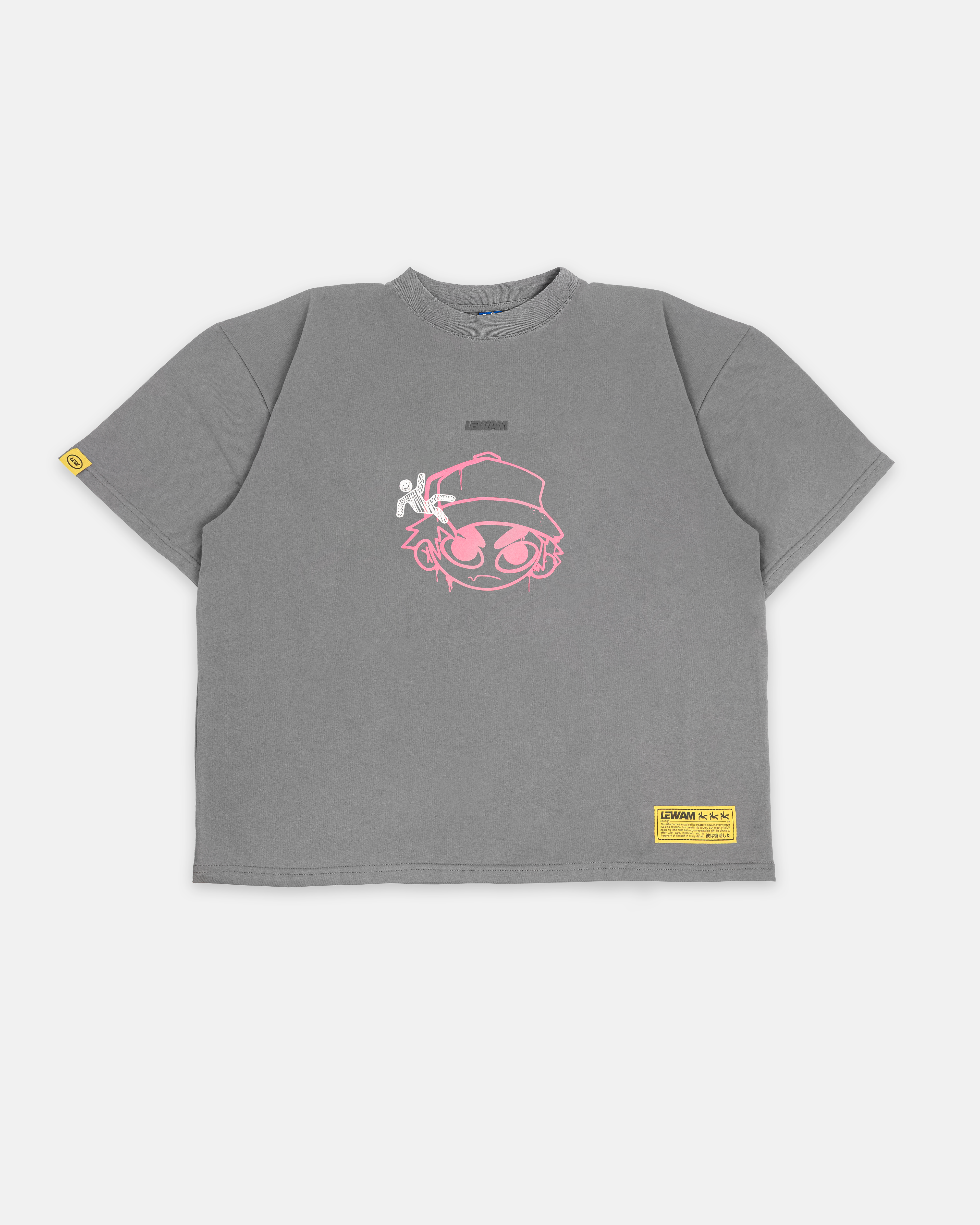 Camiseta gris "Can’t Be Your SuperBoy" de Mi tienda, vista frontal con diseño en el centro del pecho.