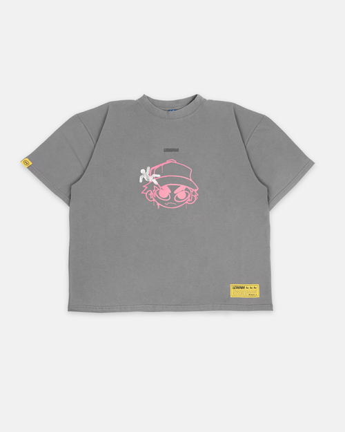 Camiseta gris "Can’t Be Your SuperBoy" de Mi tienda, vista frontal con diseño en el centro del pecho.
