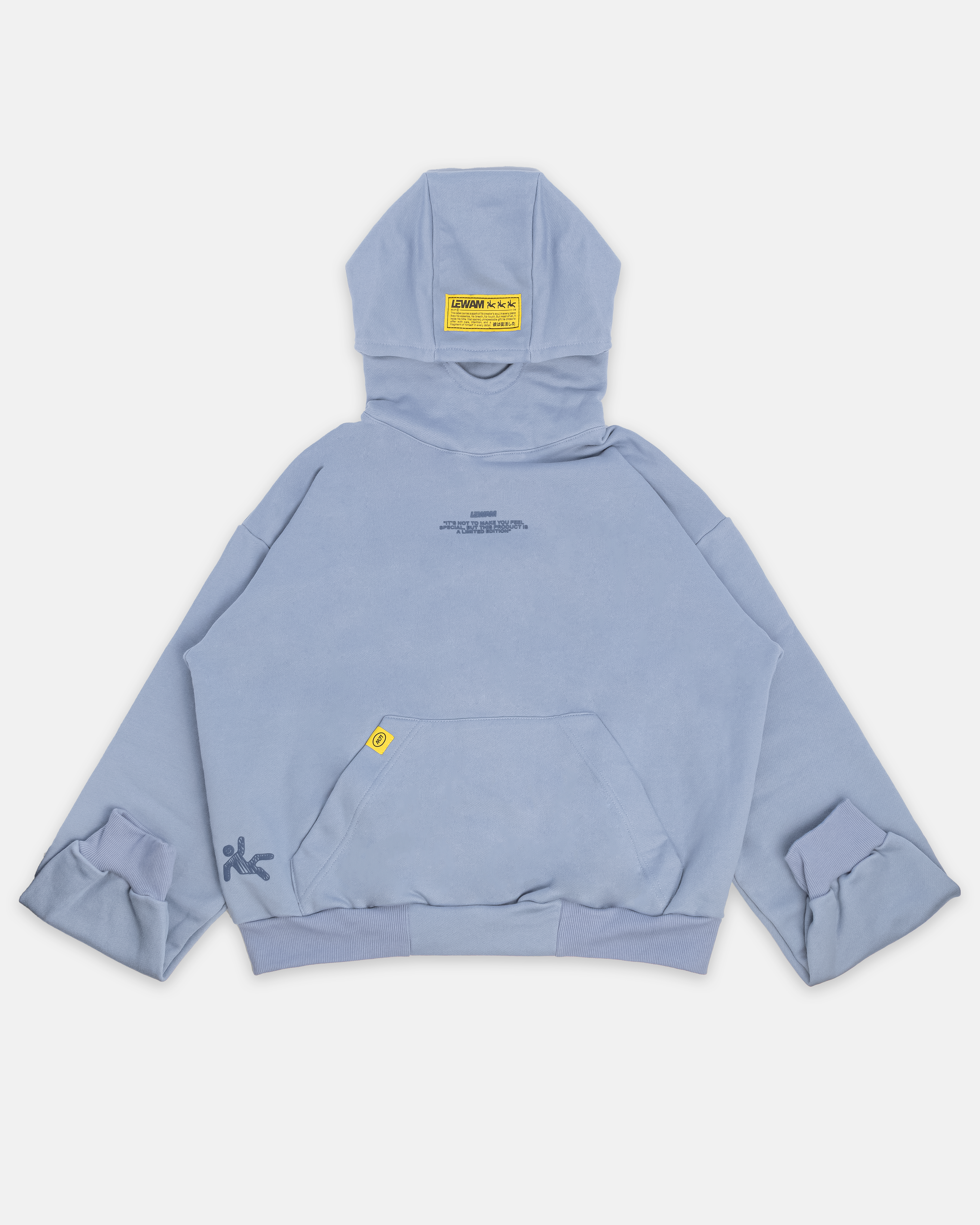Sudadera SuperBoy azul de la marca Mi tienda, vista frontal con diseño en el frente y capucha para niños.