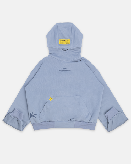 Sudadera SuperBoy azul de la marca Mi tienda, vista frontal con diseño en el frente y capucha para niños.