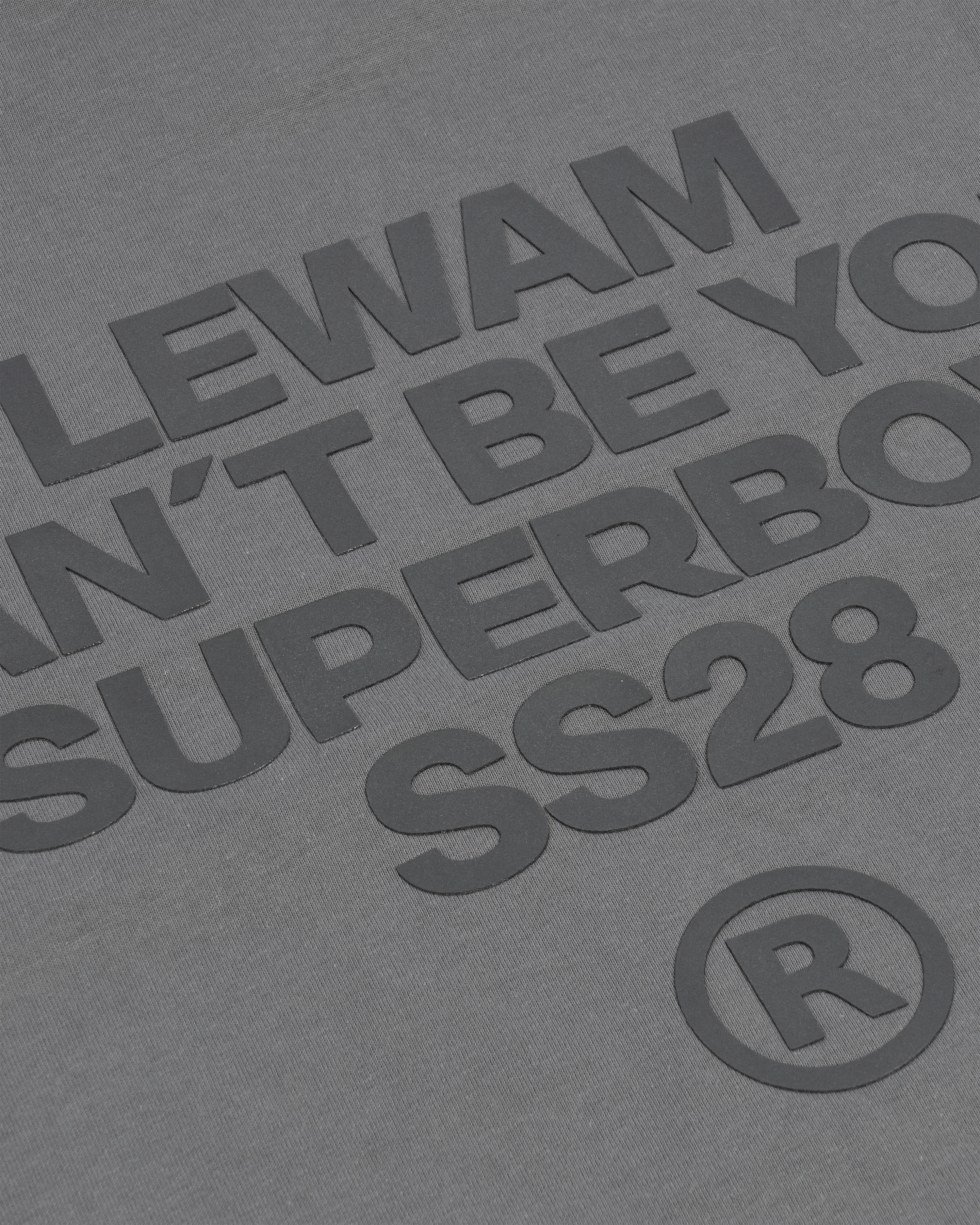 Camiseta gris "Can’t Be Your SuperBoy" de Mi tienda, con diseño en color gris, vista frontal en la imagen.